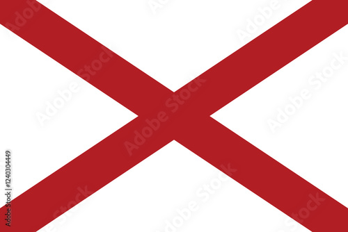 Flag of the state of Alabama. Alabama flag. State flag icon. Standard color. Standard size. A rectangular flag. Computer illustration. Digital illustration. Vector illustration.