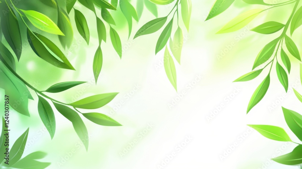 Fototapeta premium Delicate willow branches in fresh green, soft morning light, serene and minimalist Qingming Festival scene.