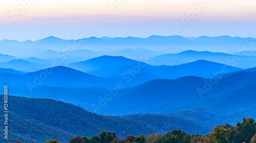 Serene Blue Ridge Mountains Landscape Panorama at Dawn
