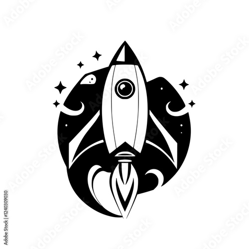 Space Rocket Launch: A Vector Graphic Design of a Rocket Taking Off into the Cosmos