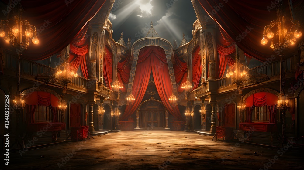 Obraz premium circus stage backdrop frame light background carnival
