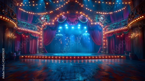 circus stage backdrop frame light background carnival
