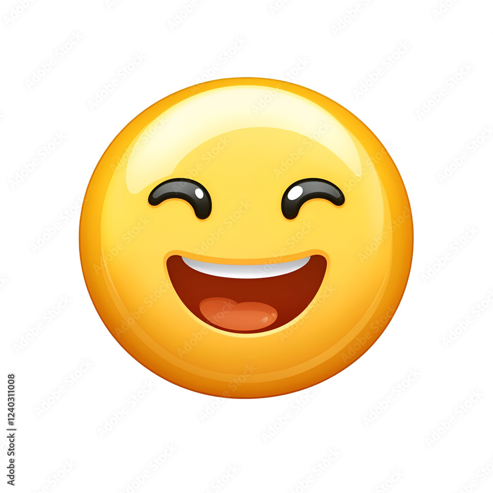 Happy emoticon, joyful expression, digital illustration, black background, website design Happy emoticon, joyful expression, digital illustration, black background, website design
