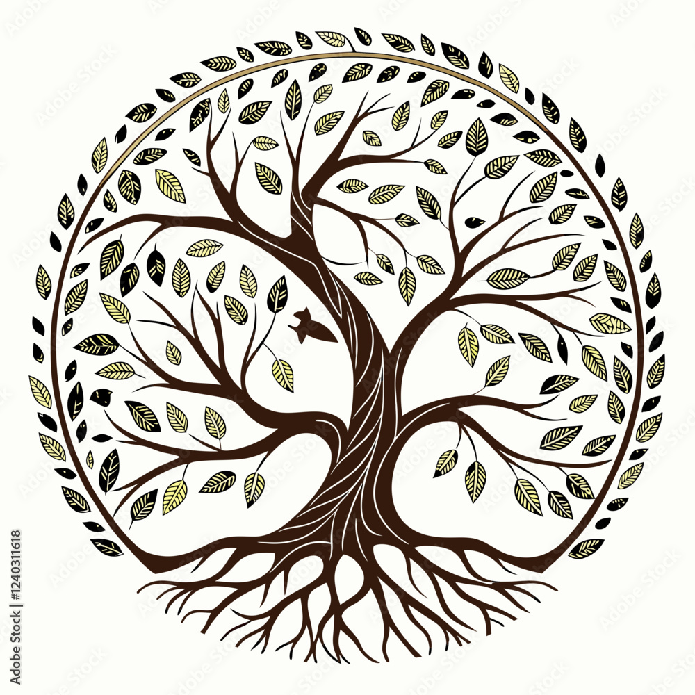 vector tree with leaves vector tree with leaves