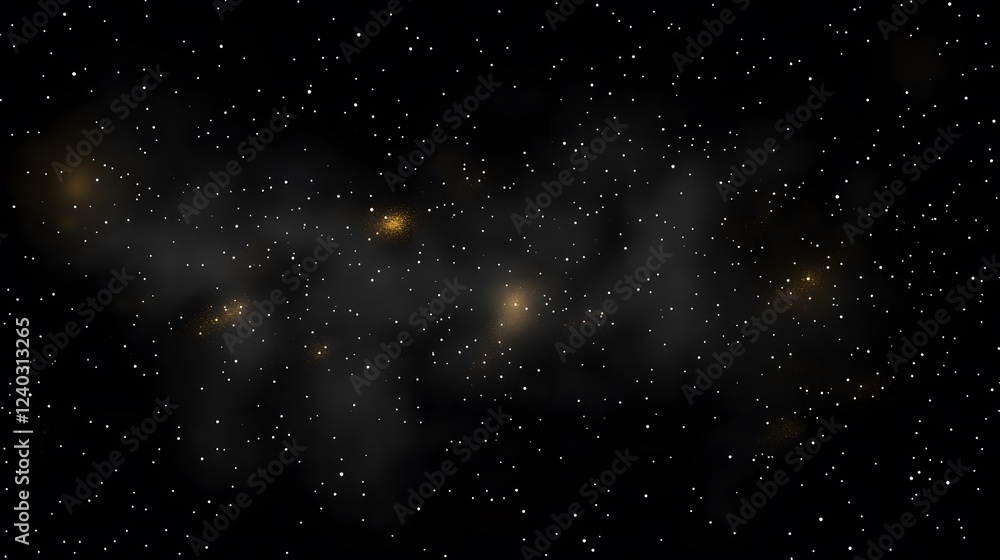 Fototapeta premium Dark Cosmic Nebula with Golden Stars and Stardust
