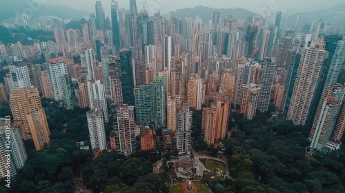 Hong Kong Skyline: An Aerial View of Urban Density photo