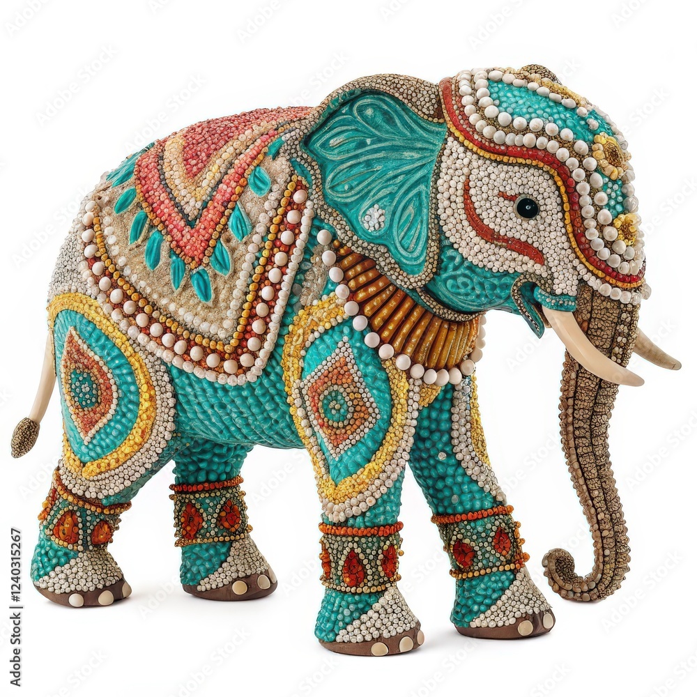 Fototapeta premium Beaded Elephant on a white background