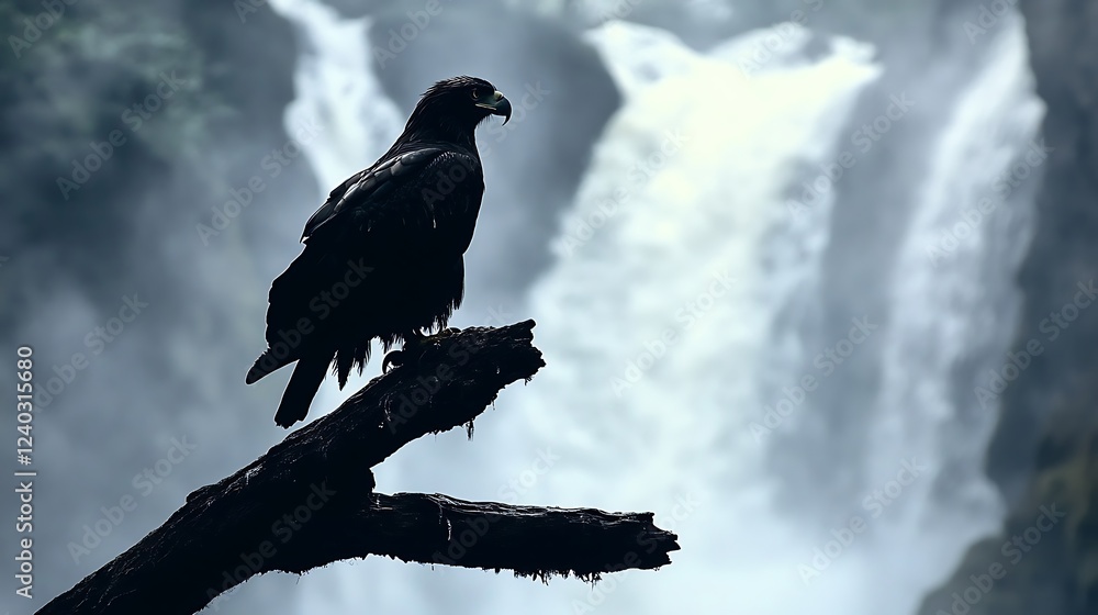 Fototapeta premium Eagle waterfall perch nature wildlife