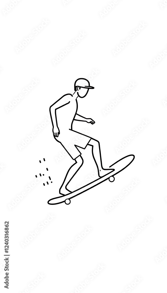 An Active Extreme Lifestyle The Single Black Line Icon A Skateboard An Active Extreme Lifestyle The Single Black Line Icon A Skateboard