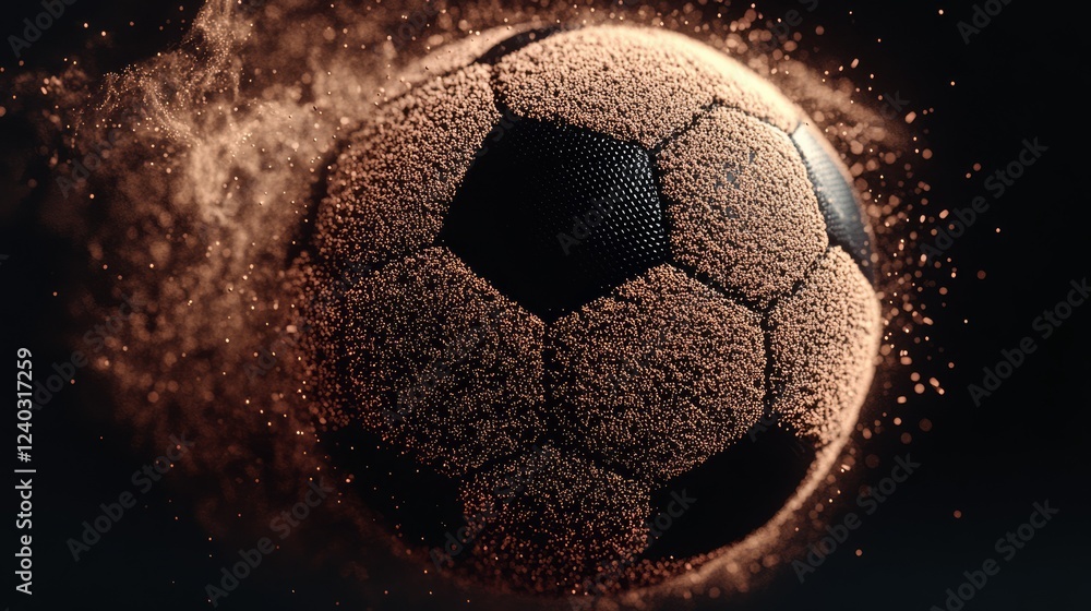 Fototapeta premium Closeup of football with sport related energy waves and particles.