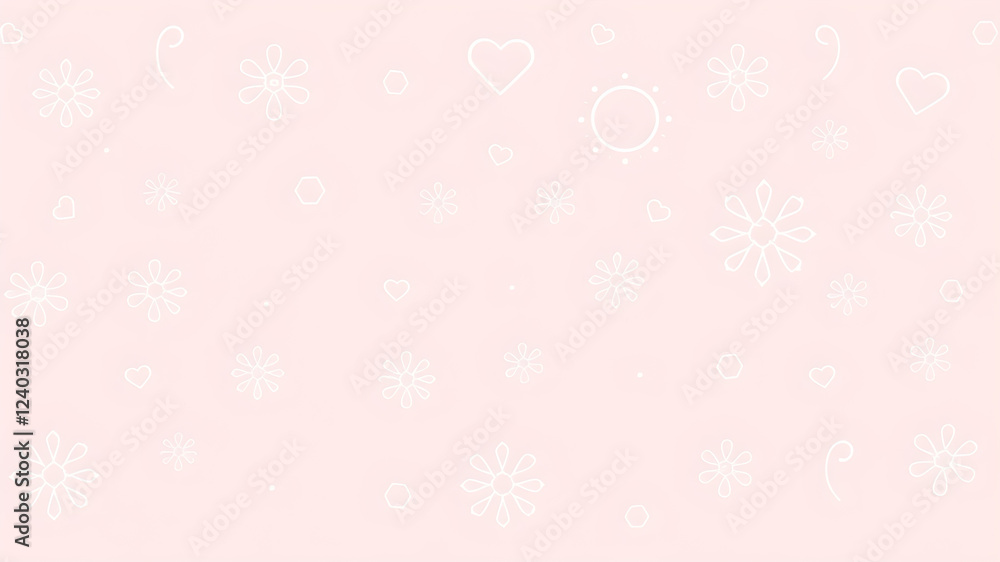 Vector art baby stuff. Light pink background, linear white designs. Generative AI Vector art baby stuff. Light pink background, linear white designs. Generative AI