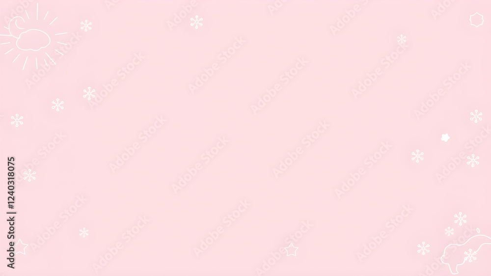 Vector art baby stuff. Light pink background, linear white designs. Generative AI Vector art baby stuff. Light pink background, linear white designs. Generative AI