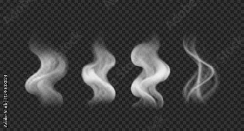 Realistic smoke, steam on water, bbq, drinks, food