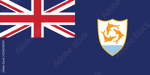 Anguilla flag. The official ratio. Flag icon. Standard color. Standard size. A rectangular flag. Computer illustration. Digital illustration. Vector illustration.