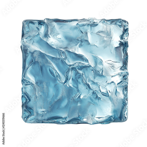 Rectangular ice block with a frosted, textured surface. Ideal for beverage presentations, food styling, and creative visual designs. Isolated on transparent background, png.
