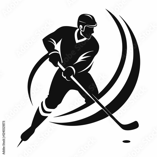 vector illustration of a hockey ball player
