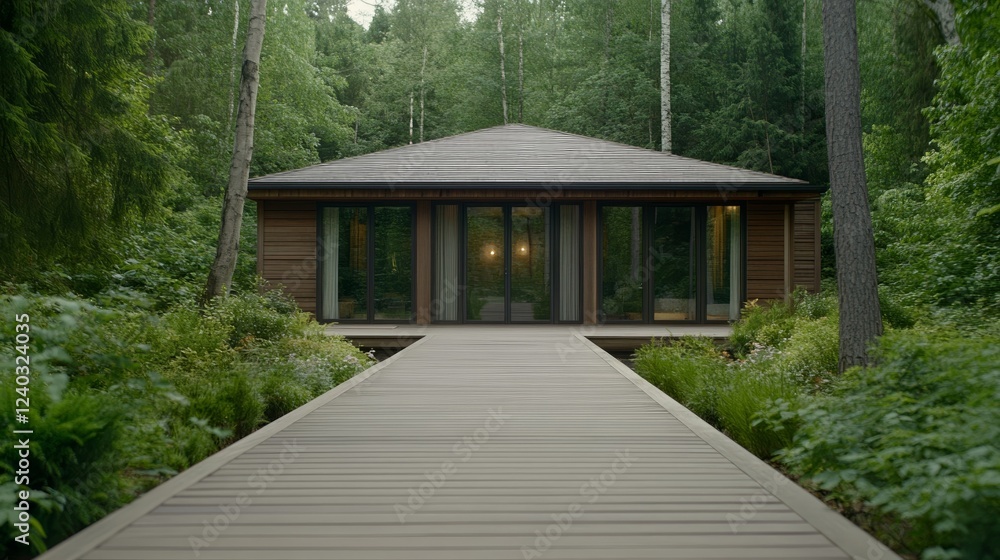 Elegant Secluded forest retreat with wooden walking paths meditation spaces and natural water features calm and nature centered Elegant Secluded forest retreat with wooden walking paths meditation spaces and natural water features calm and nature centered