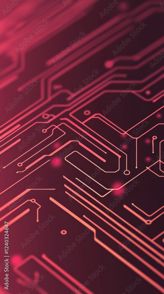 Abstract red circuit board pattern with glowing lines Abstract red circuit board pattern with glowing lines
