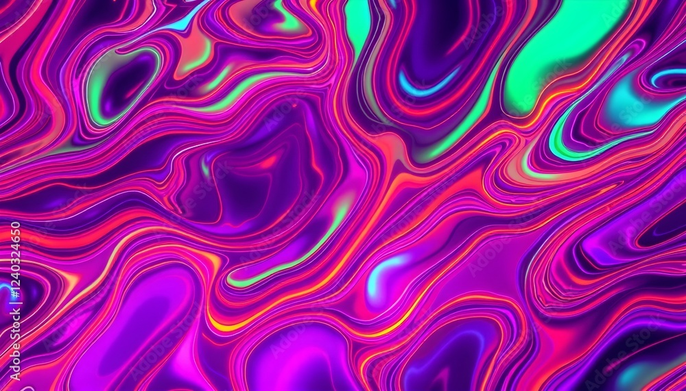 Obraz premium Vibrant Neon Abstract Pattern – Colorful Psychedelic Waves Background