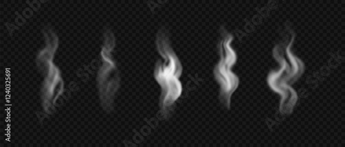 Realistic steam or smoke on hot tea, coffee, food.
