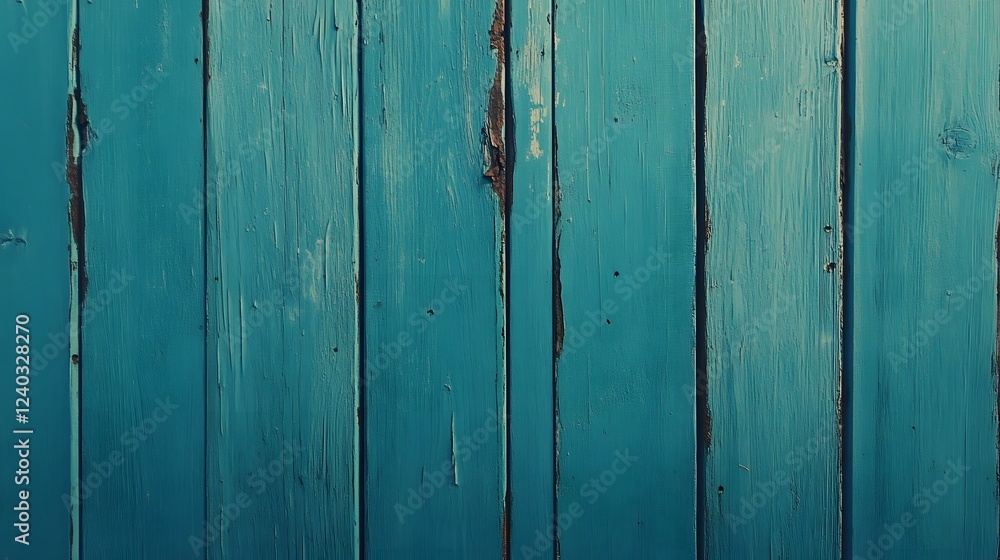 Naklejka premium Rustic Teal Blue Wooden Planks Background Texture