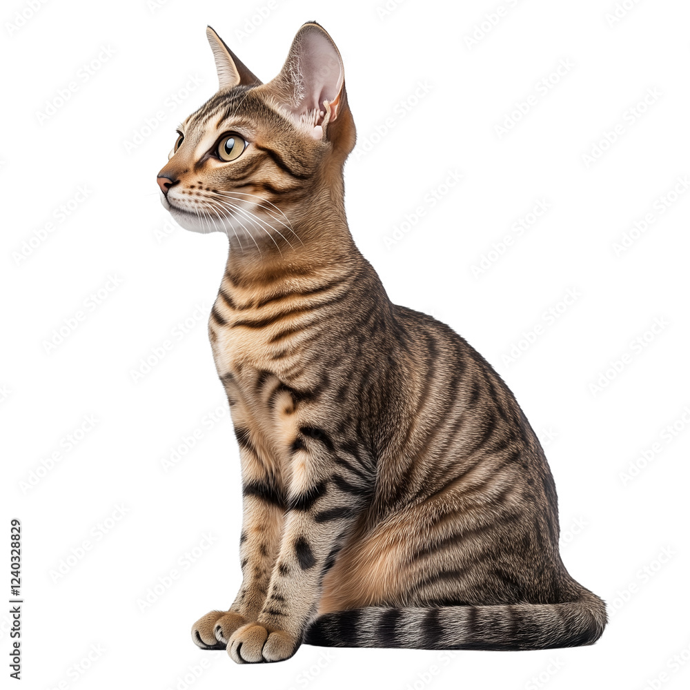 Obraz premium Sitting cat isolated on transparent background. PNG. Generated AI.