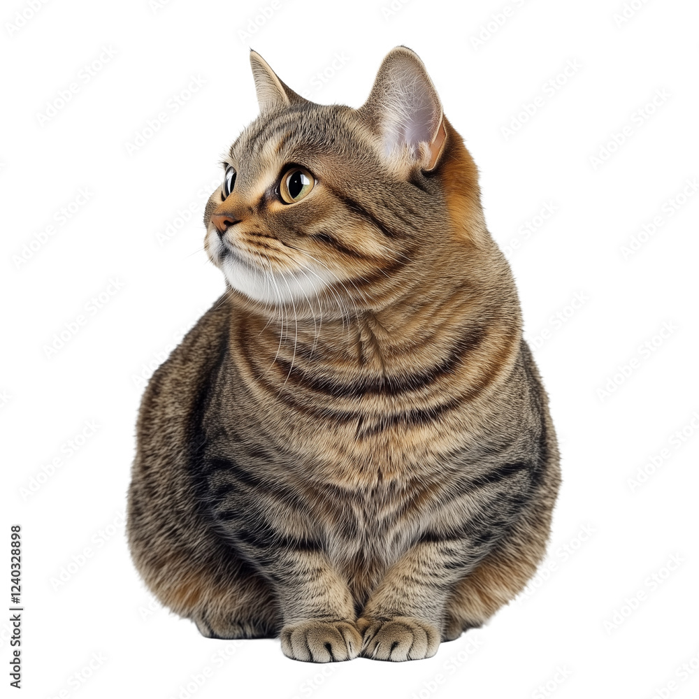 Fototapeta premium Shorthair cat isolated on transparent background. PNG. Generated AI.