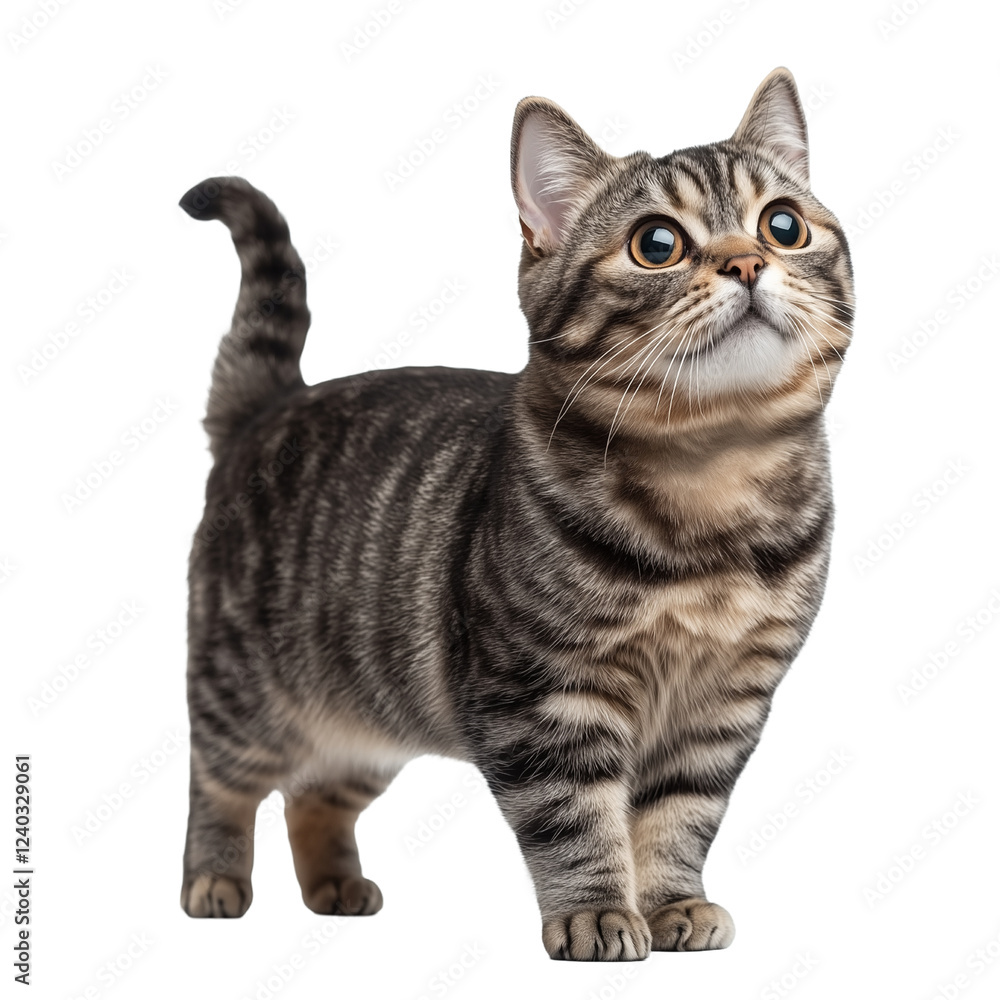 Fototapeta premium Shorthair cat isolated on transparent background. PNG. Generated AI.