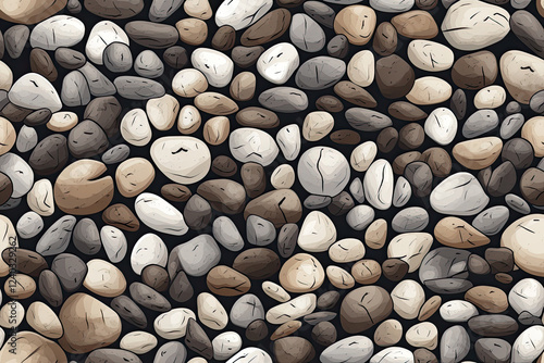 Seamless Pebble Texture: Brown, Grey and White Stones Background