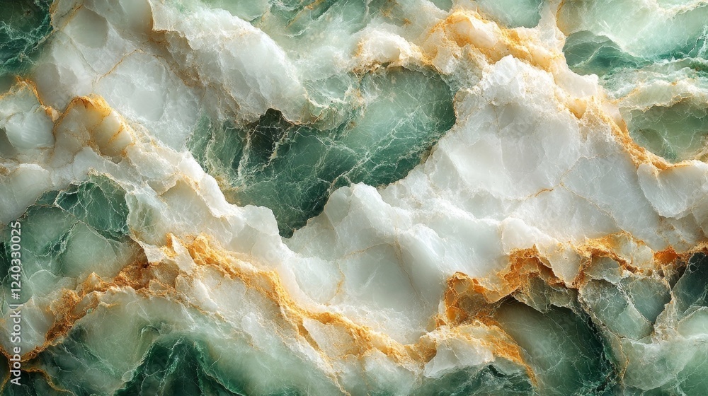 Fototapeta premium Abstract Green and White Marble Texture. Generative AI