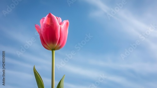 Pink Tulip Against a Blue Sky