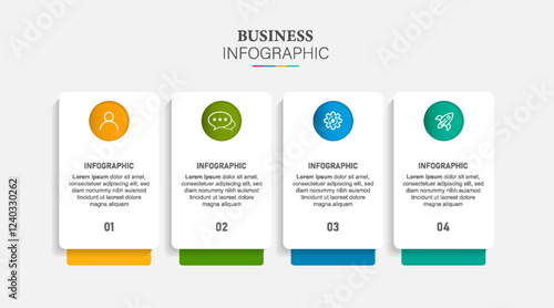 Colorful business infographic with icons and 4 options