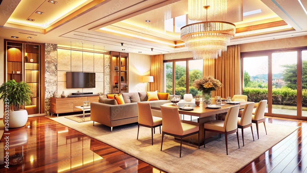 Luxurious interior living room in a beautiful house