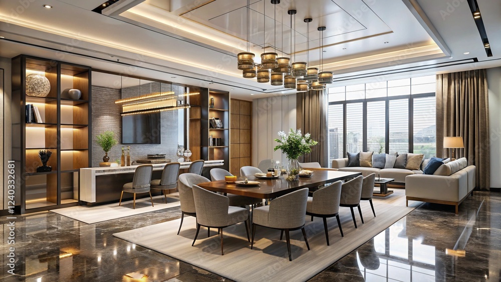 Luxurious interior living room in a beautiful house