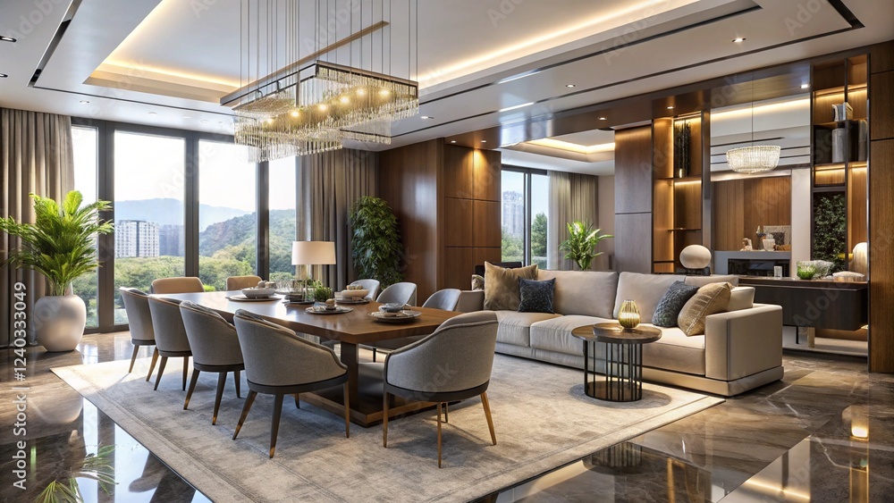 Luxurious interior living room in a beautiful house