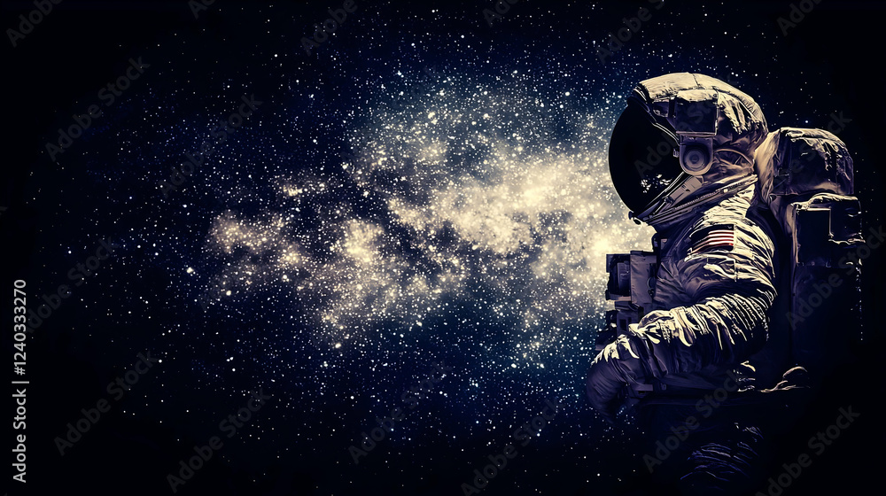 Fototapeta premium Astronaut spacewalk Milky Way galaxy background