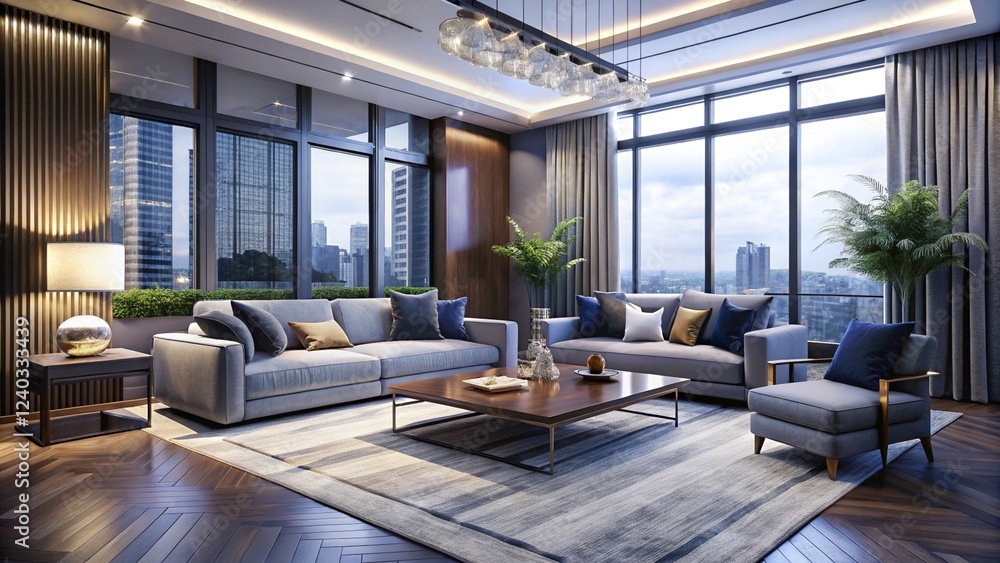 Luxurious interior living room in a beautiful house