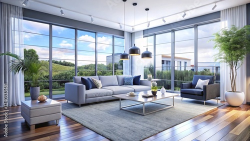 Luxurious interior living room in a beautiful house