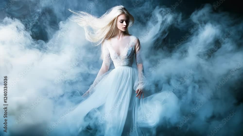 A dream ethereal, diaphanous feminine character A dream ethereal, diaphanous feminine character