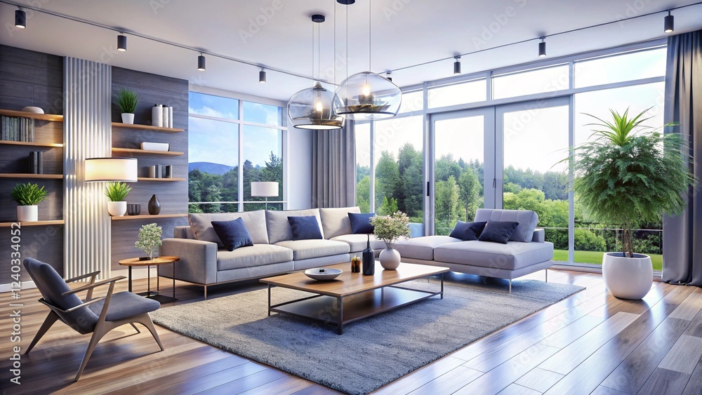 Luxurious interior living room in a beautiful house