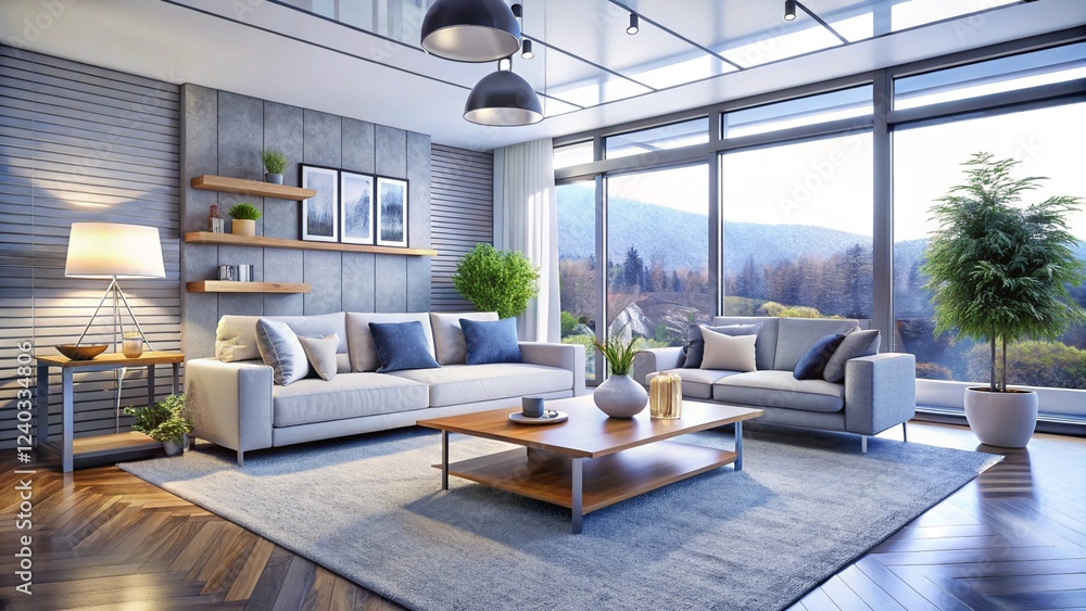 Luxurious interior living room in a beautiful house