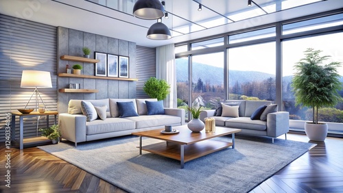 Luxurious interior living room in a beautiful house