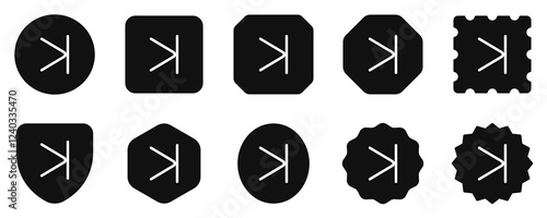 Vector arrow chevron with line right icon. Black, white background. Perfect for app and web interfaces, infographics, presentations, marketing, etc.