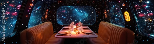 Wallpaper Mural In the depths of space, a romantic meal awaits among vibrant lights Torontodigital.ca