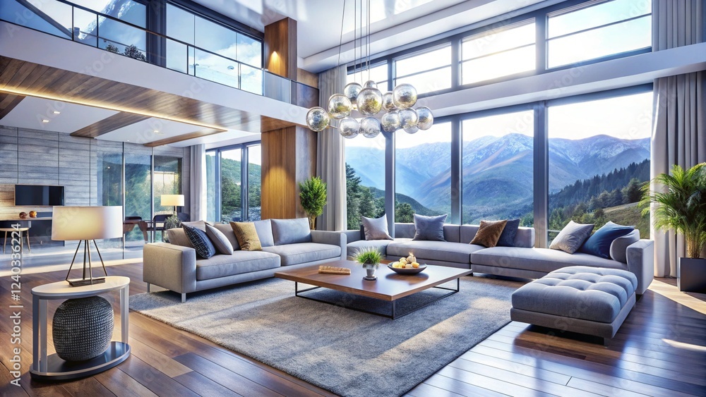 Luxurious interior living room in a beautiful house