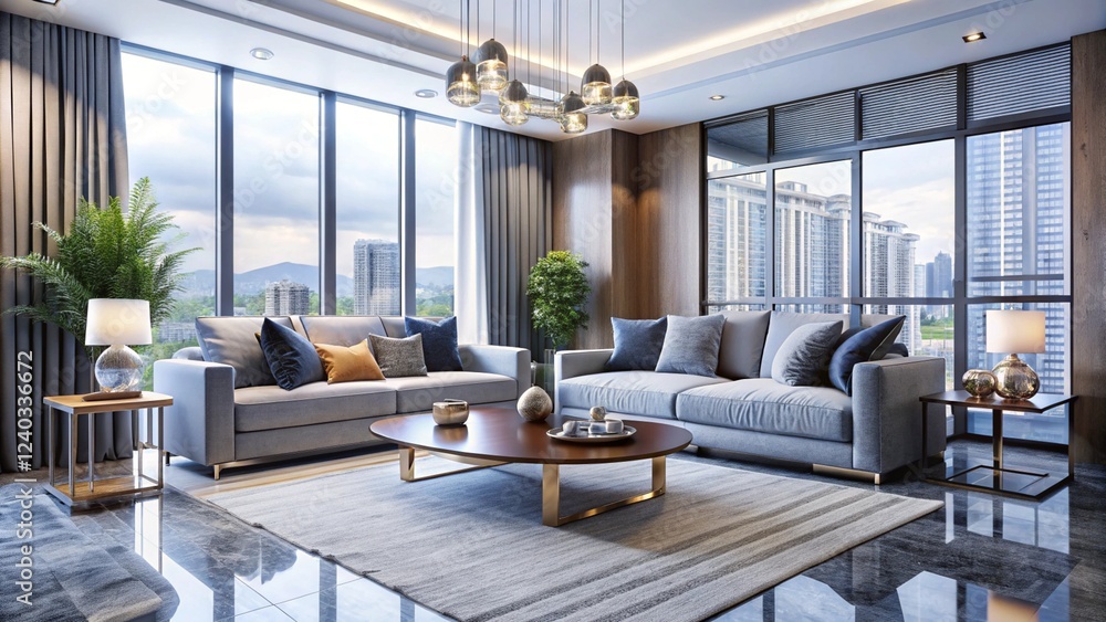 Luxurious interior living room in a beautiful house