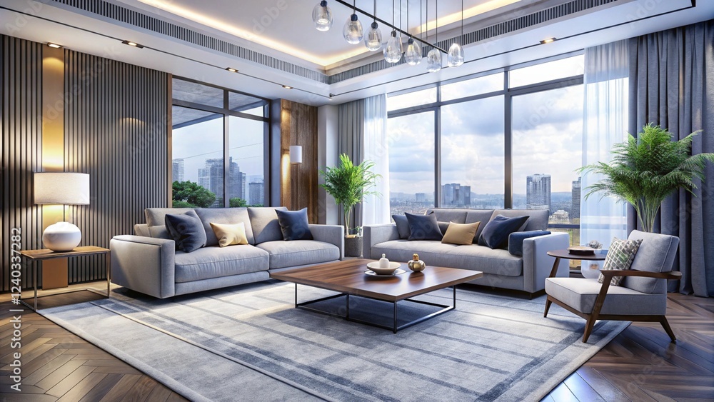 Luxurious interior living room in a beautiful house