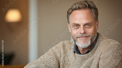 Charming Gentleman in Cozy Living Room
