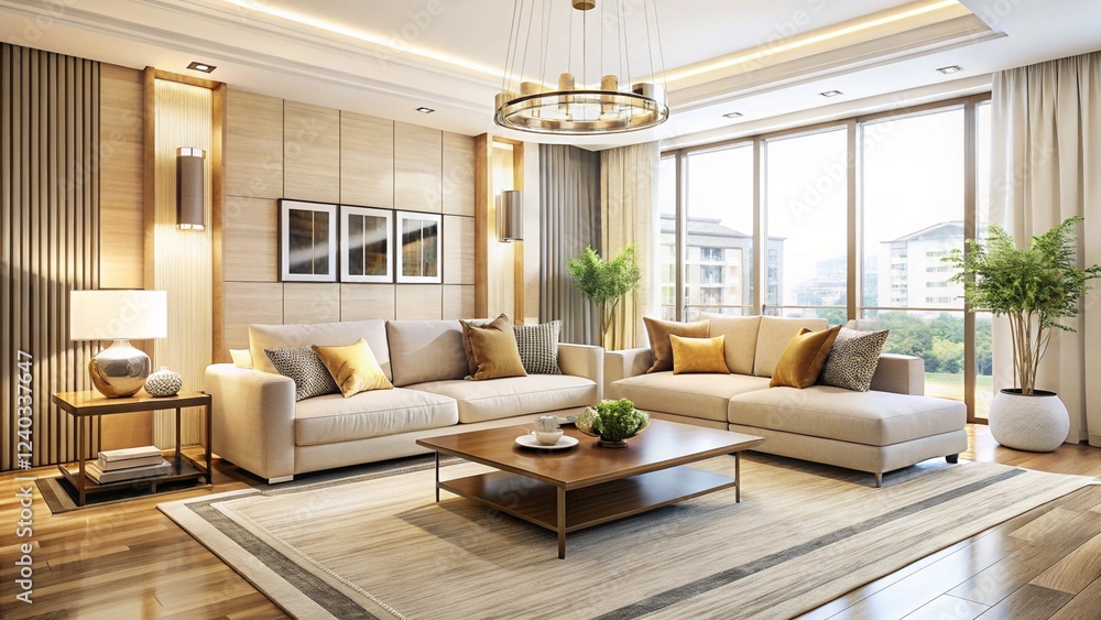 Luxurious interior living room in a beautiful house
