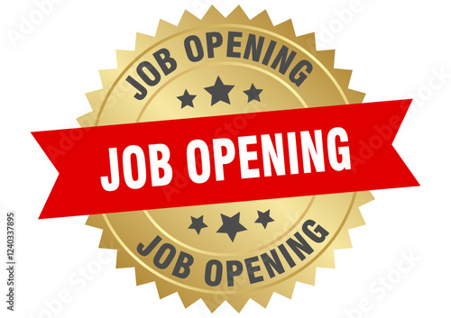 job opening. job opening round red and gold label isolated on transparent background